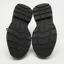Pre Owned Alexander McQueen Black Fabric and Rubber Tread Slick High Top Sneakers Size 39