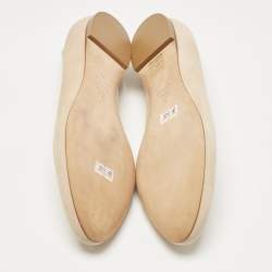 Pre Owned Alexander McQueen Peach Suede Skull Embroidered Smoking Slippers Size 39