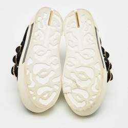 Pre Owned Alexander McQueen Black Velvet Crystal Embellished Buckle Sneakers Size 39