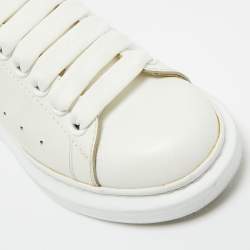 Pre Owned Alexander McQueen White/Black Leather Oversized Sneakers Size 34.5