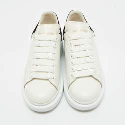 Pre Owned Alexander McQueen White/Black Leather Oversized Sneakers Size 34.5