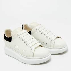 Pre Owned Alexander McQueen White/Black Leather Oversized Sneakers Size 34.5