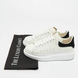 Pre Owned Alexander McQueen White/Black Leather Oversized Sneakers Size 34.5