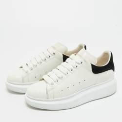 Pre Owned Alexander McQueen White/Black Leather Oversized Sneakers Size 34.5