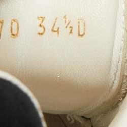 Pre Owned Alexander McQueen White/Black Leather Oversized Sneakers Size 34.5