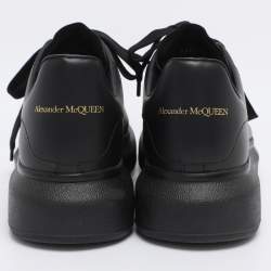 Pre Owned Alexander McQueen Black Leather Oversized Lace Up Sneakers Size 42