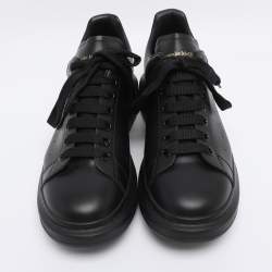 Pre Owned Alexander McQueen Black Leather Oversized Lace Up Sneakers Size 42
