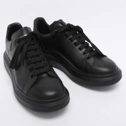 Pre Owned Alexander McQueen Black Leather Oversized Lace Up Sneakers Size 42