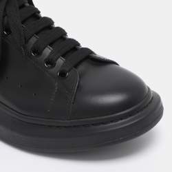 Pre Owned Alexander McQueen Black Leather Oversized Lace Up Sneakers Size 42