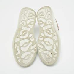 Pre Owned Alexander McQueen White/Gold Leather Oversized Sneakers Size 34.5