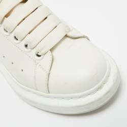 Pre Owned Alexander McQueen White/Gold Leather Oversized Sneakers Size 34.5