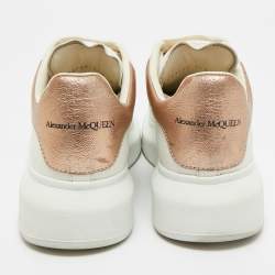 Pre Owned Alexander McQueen White/Gold Leather Oversized Sneakers Size 34.5