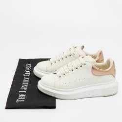Pre Owned Alexander McQueen White/Gold Leather Oversized Sneakers Size 34.5