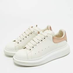 Pre Owned Alexander McQueen White/Gold Leather Oversized Sneakers Size 34.5