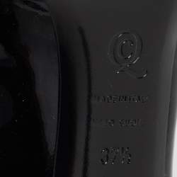 Pre Owned Alexander McQueen Black Patent Leather Crystal Embellished Skull Peep Toe Pumps Size 37.5