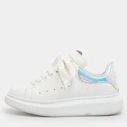 Pre Owned Alexander McQueen White/Iridescent Leather Larry Sneakers Size 37