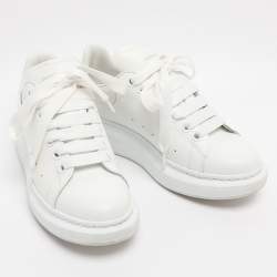 Pre Owned Alexander McQueen White/Iridescent Leather Larry Sneakers Size 37