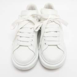 Pre Owned Alexander McQueen White/Iridescent Leather Larry Sneakers Size 37