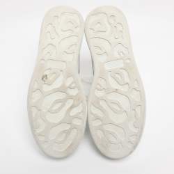 Pre Owned Alexander McQueen White/Iridescent Leather Larry Sneakers Size 37