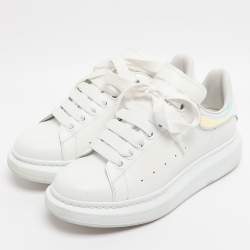 Pre Owned Alexander McQueen White/Iridescent Leather Larry Sneakers Size 37