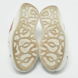 Pre Owned Alexander McQueen White/Metallic Leather Oversized Sneakers Size 38.5