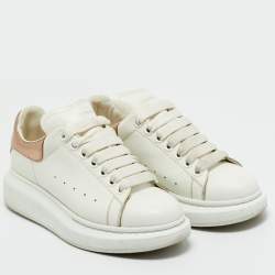 Pre Owned Alexander McQueen White/Metallic Leather Oversized Sneakers Size 38.5