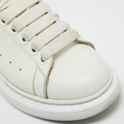Pre Owned Alexander McQueen White/Metallic Leather Oversized Sneakers Size 38.5