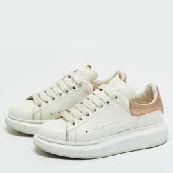 Pre Owned Alexander McQueen White/Metallic Leather Oversized Sneakers Size 38.5