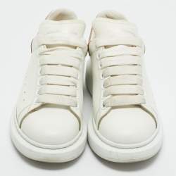 Pre Owned Alexander McQueen White/Metallic Leather Oversized Sneakers Size 38.5