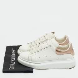 Pre Owned Alexander McQueen White/Metallic Leather Oversized Sneakers Size 38.5