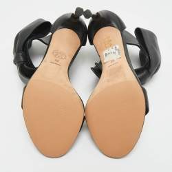 Pre Owned Alexander McQueen Black Leather Bow Detail Sandals Size 37