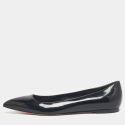Pre Owned Alexander McQueen Black Patent Leather Pointed Toe Ballet Flats Size 38