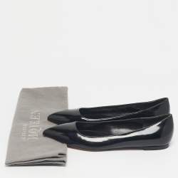 Pre Owned Alexander McQueen Black Patent Leather Pointed Toe Ballet Flats Size 38