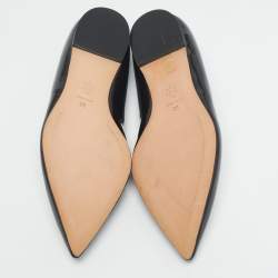Pre Owned Alexander McQueen Black Patent Leather Pointed Toe Ballet Flats Size 38