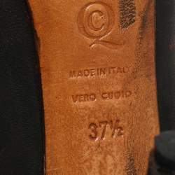 Pre Owned Alexander McQueen Black Nubuck Leather Peep Toe Pumps Size 37.5