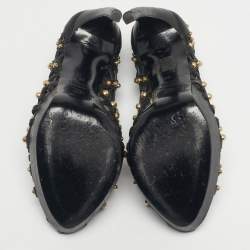 Pre Owned Alexander McQueen Black Cutout Studded Pumps Size 37