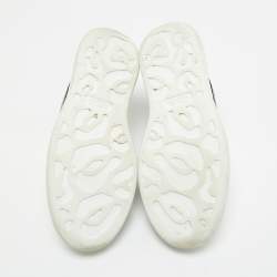 Pre Owned Alexander McQueen White/Metallic Leather Oversized Sneakers Size 38.5
