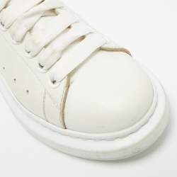 Pre Owned Alexander McQueen White/Metallic Leather Oversized Sneakers Size 38.5