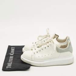 مملوكة مسبقًا Alexander McQueen White Leather and Suede Oversized Low Top Sneakers Size 37