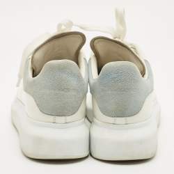 مملوكة مسبقًا Alexander McQueen White Leather and Suede Oversized Low Top Sneakers Size 37