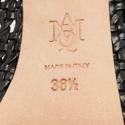 Pre Owned حذاء كعب عالي ألكساندر ماكوين جلد منسوج أسود مرصع بالكريستال مقاس 38.5