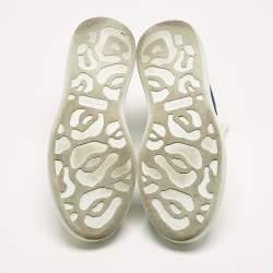 مملوكة مسبقًا Alexander McQueen White/Blue Leather and Suede Oversized Sneakers Size 40