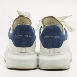 مملوكة مسبقًا Alexander McQueen White/Blue Leather and Suede Oversized Sneakers Size 40