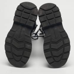 Pre Owned Alexander McQueen Black Leather Tread Knee Length Boots Size 39