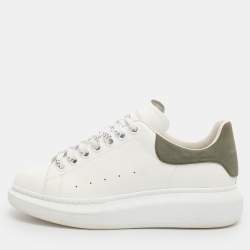 Pre Owned Alexander McQueen White Leather and Suede Oversized Low Top Sneakers Size 39