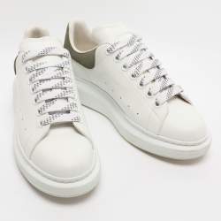 Pre Owned Alexander McQueen White Leather and Suede Oversized Low Top Sneakers Size 39