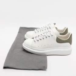 Pre Owned Alexander McQueen White Leather and Suede Oversized Low Top Sneakers Size 39