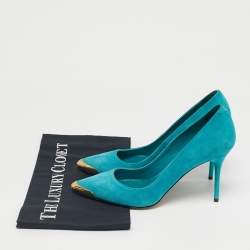 Pre Owned Alexander McQueen Blue Suede Pointed Toe Pumps Size 37.5