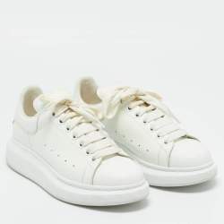 Pre Owned Alexander McQueen White Leather Oversized Low Top Sneakers Size 39.5