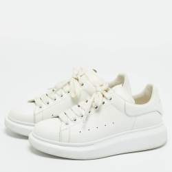 Pre Owned Alexander McQueen White Leather Oversized Low Top Sneakers Size 39.5